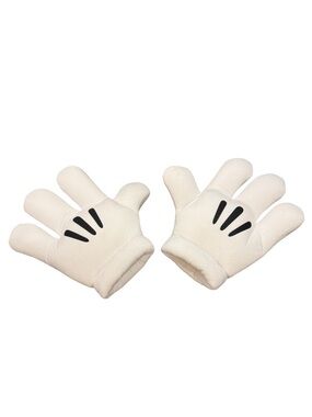 Disney Parks Authentic Original Mickey Mouse White Plush Cosplay Hand Gloves